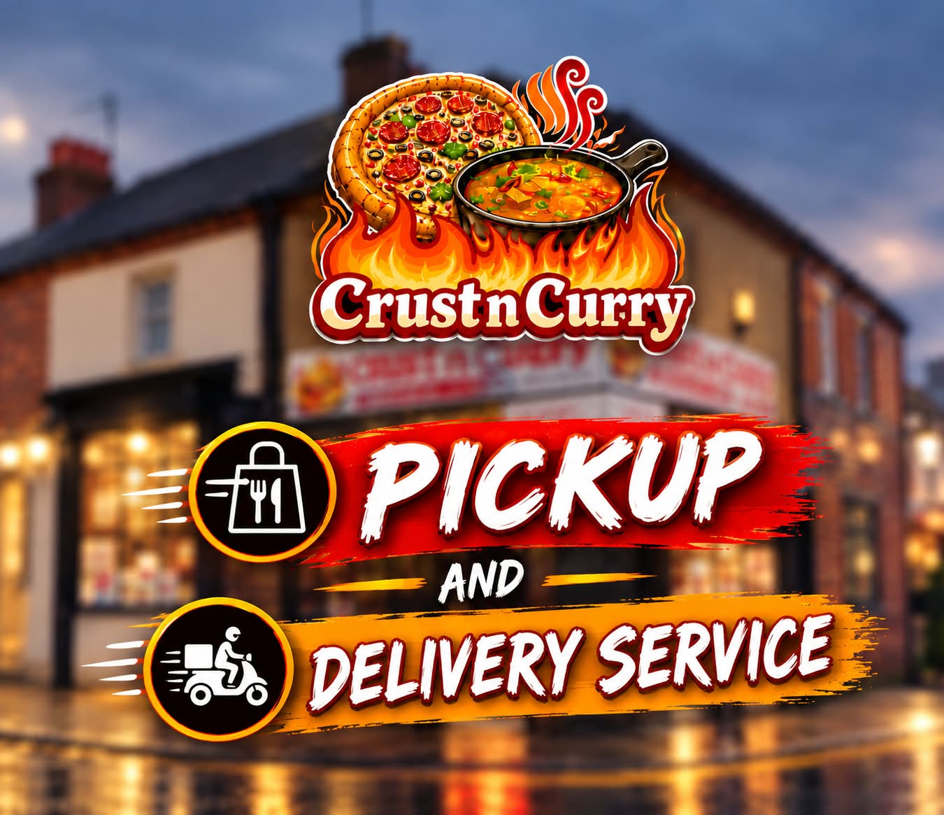Crust N Curry takeaway food prepared for collection and delivery